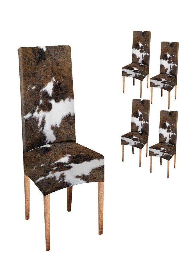 TOMWISH Chair Covers for Dining Room Set of 4,Cowhide Printing Spandex Stretch Dining Room Chair Cover,Removable Washable Kitchen Parsons Chair Covers Seat Slipcovers - Image 1